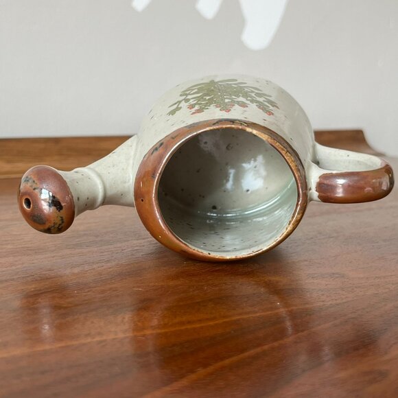 Vintage Takahashi 3.5" Stoneware Watering Can Japan Mini Speckled Floral Flowers - Picture 7 of 9